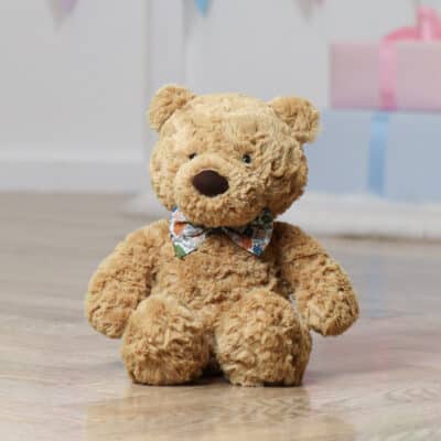 Personalised Jellycat small bumbly bear with Liberty London woodland bow tie Christmas Gifts 3