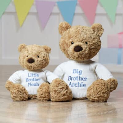 Personalised Jellycat bumbly bear small and medium twinning teddies siblings set for brothers and sisters For Siblings
