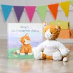 Personalised Jellycat fuddlewuddle cat and Ginger the courageous kitten book gift set Jellycat 3