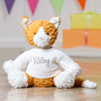 Personalised Jellycat fuddlewuddle ginger cat soft toy Jellycat