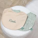 Personalised Trixie Daring Dino 2 pack newborn bibs Comforters and Soothers 3