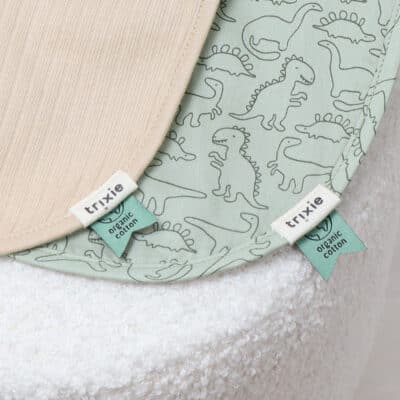 Personalised Trixie Daring Dino 2 pack newborn bibs Comforters and Soothers 2