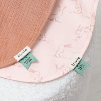Personalised Trixie Rosy Rabbit 2 pack newborn bibs Comforters and Soothers 2