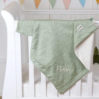 Personalised Trixie Daring Dino organic cotton fleece blanket Personalised Baby Blankets