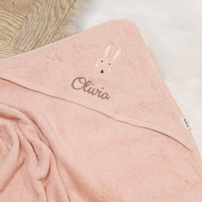 Personalised Trixie Aura Rabbit hooded towel Bath Time 2