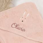 Personalised Trixie Aura Rabbit hooded towel Bath Time 4