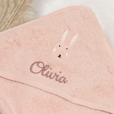 Personalised Trixie Aura Rabbit hooded towel Bath Time 3