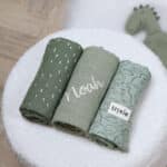 Personalised Trixie Daring Dino 3 pack muslin cloths Comforters and Soothers 3