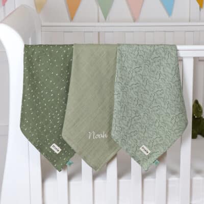 Personalised Trixie Daring Dino 3 pack muslin cloths Comforters and Soothers 2