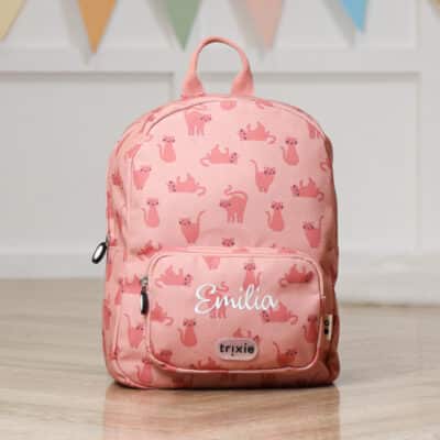 Personalised Trixie Charming Cat printed Backpack Backpacks and Rucksacks