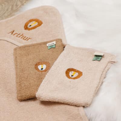 Personalised Trixie Aura Lion 2 pack washcloths Bath Time