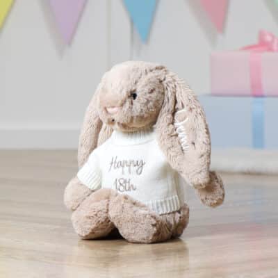 Personalised on ear and jumper Jellycat birthday beige bashful bunny Baby Shower Gifts 2