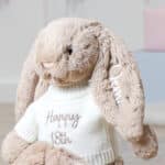 Personalised on ear and jumper Jellycat birthday beige bashful bunny Baby Shower Gifts 7