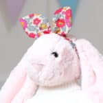 Personalised soft toy jumper and Liberty London betsy cerise floral bunny ears scrunchie Christmas Gifts 6