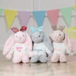 Personalised soft toy jumper and Liberty London betsy cerise floral bunny ears scrunchie Christmas Gifts 7