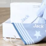 Personalised Ziggle star baby blanket, hooded towel and Aurora rabbit blue gift set Aurora 6