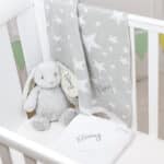 Personalised Star baby blanket, hooded towel and Aurora rabbit grey gift set Aurora 4