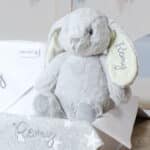Personalised Star baby blanket, hooded towel and Aurora rabbit grey gift set Aurora 5