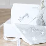 Personalised Star baby blanket, hooded towel and Aurora rabbit grey gift set Aurora 6