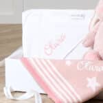 Personalised Ziggle star baby blanket, hooded towel and Aurora rabbit pink gift set Aurora 6