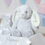 Personalised Star baby blanket and Aurora rabbit grey gift set Aurora 4