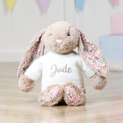 Personalised Jellycat blossom beige ‘petal’ bunny soft toy Birthday Gifts