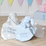 Personalised Jellycat bashful bunny pale blue soother and grey star blanket gift set Comforters and Soothers 3
