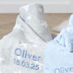 Personalised Jellycat bashful bunny pale blue soother and grey star blanket gift set Comforters and Soothers 5