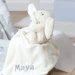 Personalised Jellycat bashful bunny cream soother and grey star blanket gift set Comforters and Soothers 4