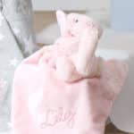 Personalised Jellycat bashful bunny pale pink soother and grey star blanket gift set Comforters and Soothers 4