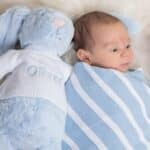 Personalised Jellycat blue bashful bunny and ziggle striped baby blanket gift set Gift Sets 6