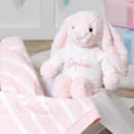Personalised Jellycat pink bashful bunny and ziggle striped baby blanket gift set Gift Sets 4