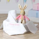 Toffee Moon personalised luxury pointelle blanket and Flopsy Bunny soft toy Characters 5
