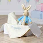 Toffee Moon personalised luxury pointelle blanket and Peter Rabbit soft toy Characters 4