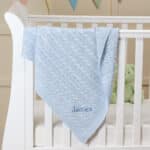 Toffee Moon personalised pale blue luxury cable baby blanket Birthday Gifts 3