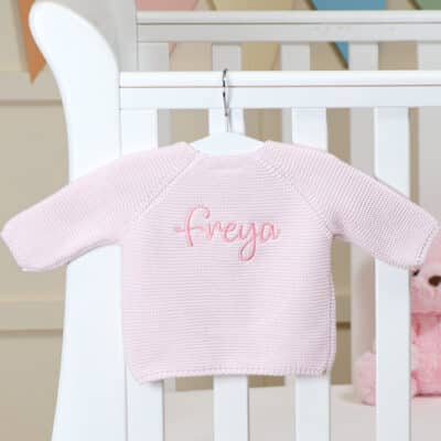 Personalised Toffee Moon petal pink bubble cardigan Baby Wear