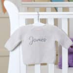 Personalised Toffee Moon glacier grey bubble cardigan Baby Wear 3