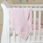 Toffee Moon personalised petal pink luxury cable baby blanket Birthday Gifts 3