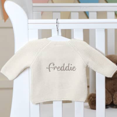 Personalised Toffee Moon cream bubble cardigan Baby Wear 2