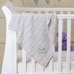 Toffee Moon personalised glacier grey luxury cable baby blanket Birthday Gifts 3