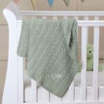 Toffee Moon personalised olive green luxury cable baby blanket Birthday Gifts 3