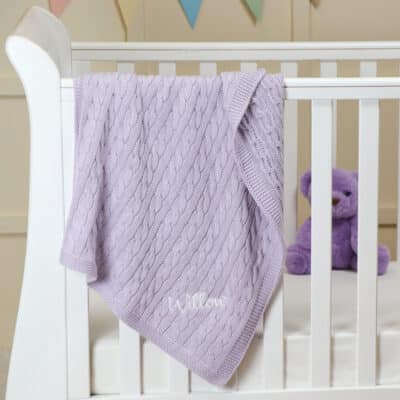 Toffee Moon personalised lilac luxury cable baby blanket Birthday Gifts 2
