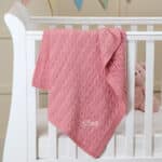 Toffee Moon personalised blush pink luxury cable baby blanket Birthday Gifts 3