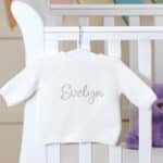 Personalised Toffee Moon white bubble cardigan Baby Wear 3