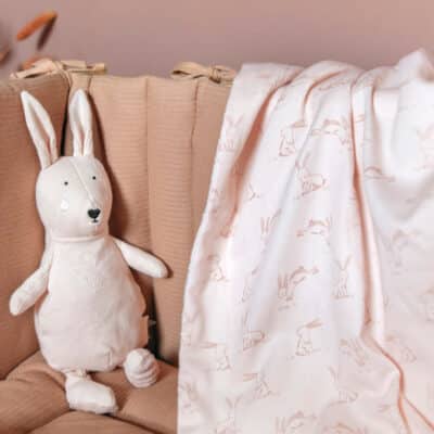 Personalised Trixie Rosy Rabbit organic cotton fleece blanket Personalised Baby Blankets 2