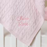 Toffee Moon personalised petal pink luxury cable baby blanket Birthday Gifts 4