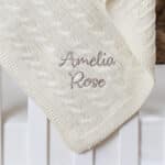 Toffee Moon personalised cream luxury cable baby blanket Birthday Gifts 4