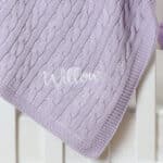Toffee Moon personalised lilac luxury cable baby blanket Birthday Gifts 4