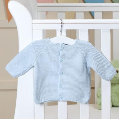 Personalised Toffee Moon pale blue bubble cardigan Baby Wear 2