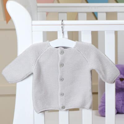 Personalised Toffee Moon glacier grey bubble cardigan Baby Wear 2